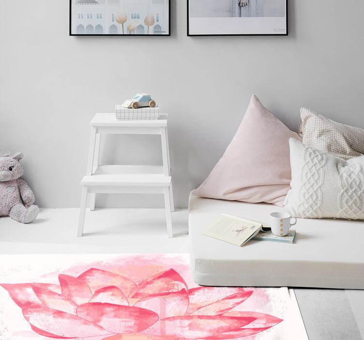 Aquarel lotus vinyl tapijt bloemen en planten - TenStickers