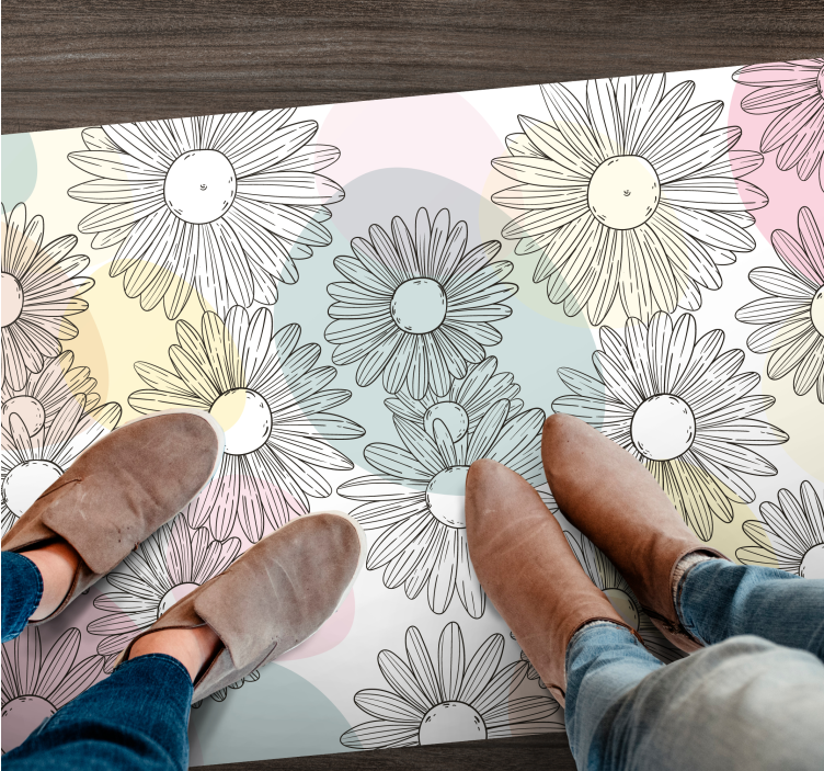 Aquarel madeliefjes ontwerp vinyl tapijt bloemen en planten - TenStickers