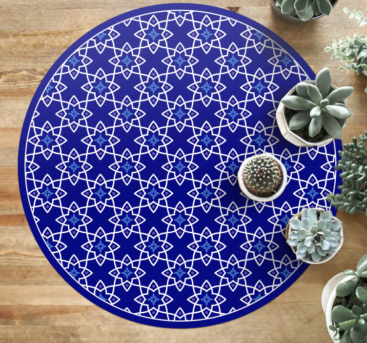 Azuurblauw bloemmotief vinyl tapijt mozaïek - TenStickers