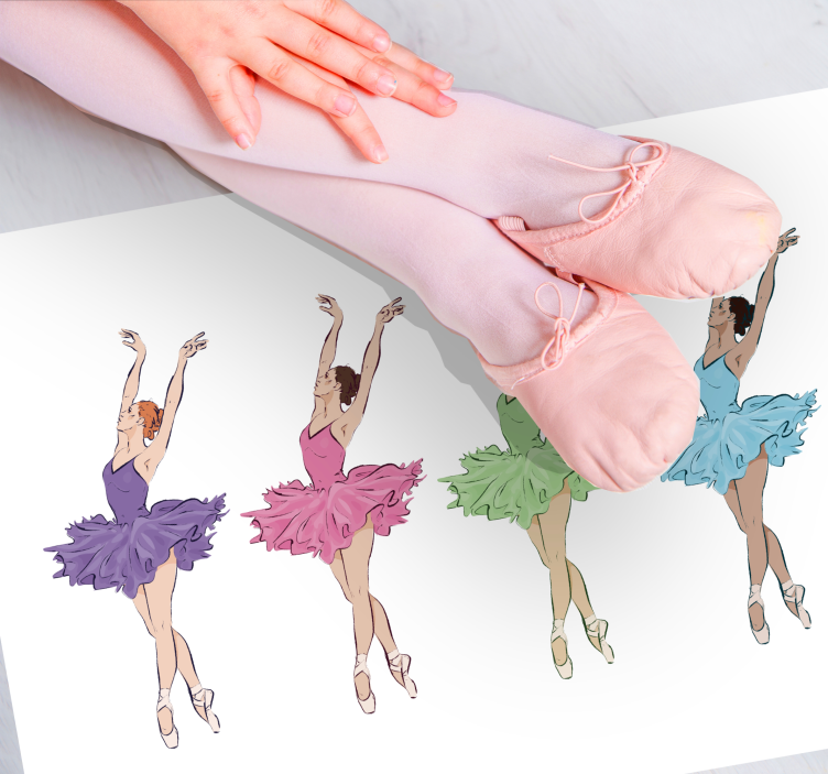 Balletdansers set vinyl tapijt meer kinderen - TenStickers