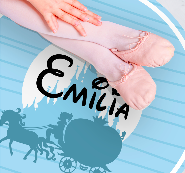 Balletwagen thema vinyl tapijt met naam - TenStickers