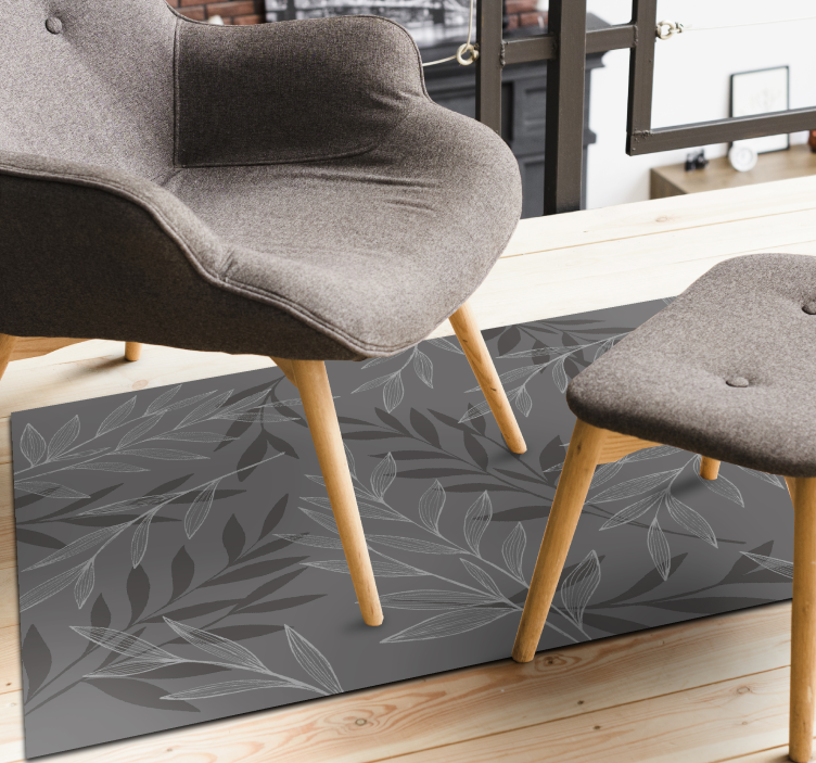 Bladerrijk silhouet vinyl tapijt bloemen en planten - TenStickers