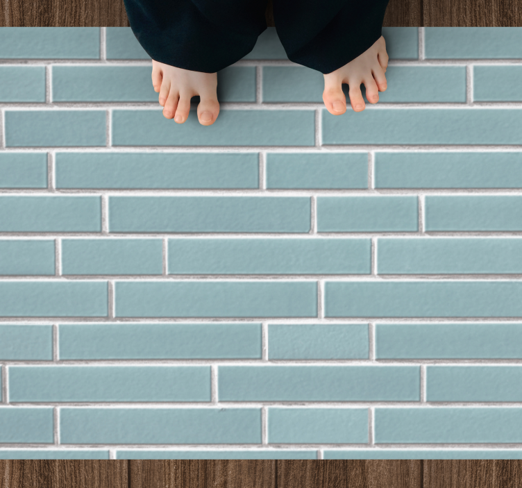 Blauw baksteenmotief vinyl tapijt badkamer - TenStickers