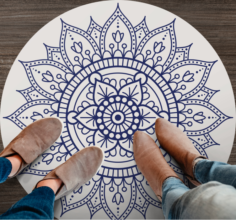 Blauw mandala Vinyl vloerkleed woonkamer - TenStickers