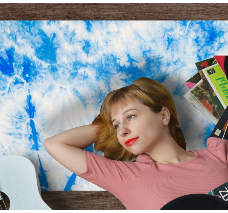 Blauwe tie-dye vinyl tapijt woonkamer - TenStickers