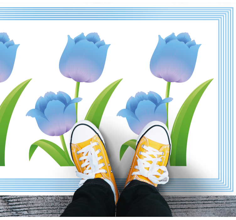Blauwe tulpendisplay vinyl tapijt bloemen en planten - TenStickers