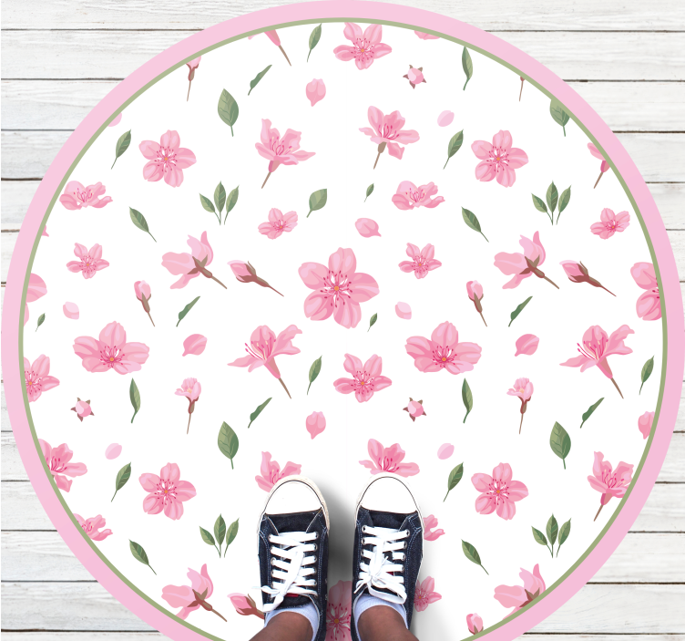 Bloeiende roze bloemenpracht vinyl tapijt bloemen en planten - TenStickers
