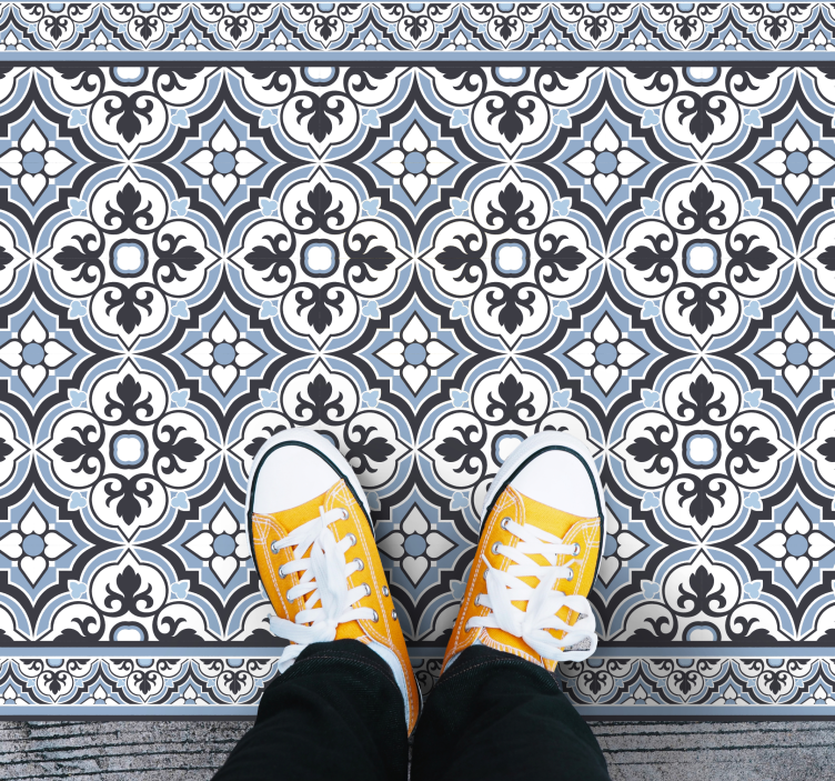 Bloemen geometrisch patroon marmeren vinyl tapijt - TenStickers