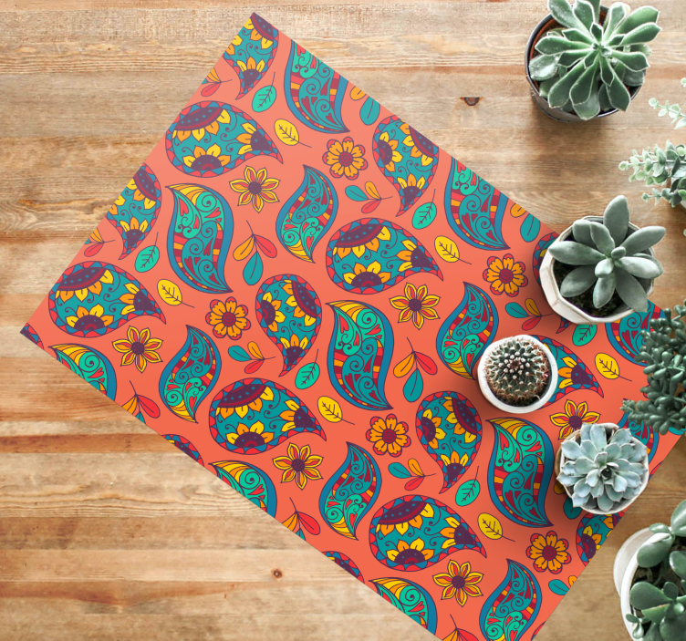 Bloemenpaisleypatroon vinyl tapijt bloemen en planten - TenStickers