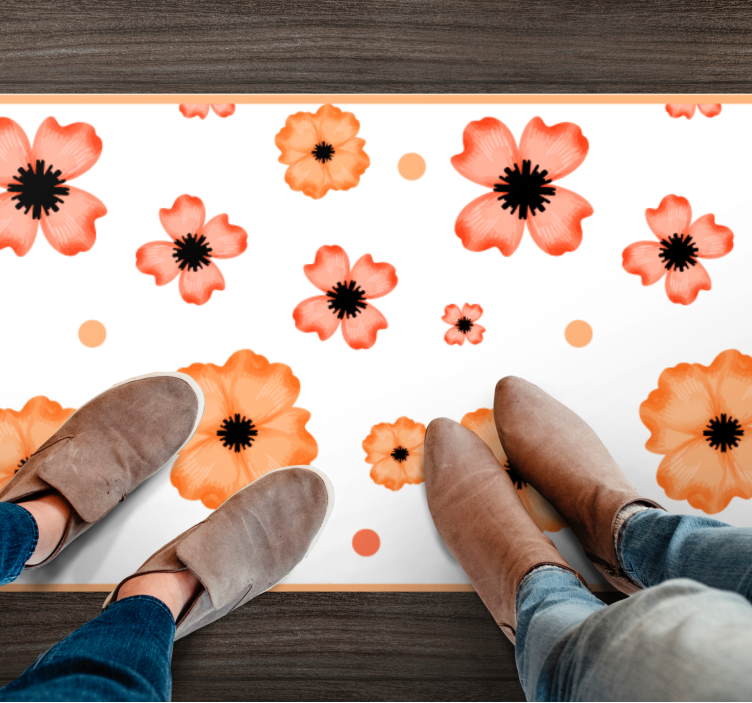 Patroonachtergrond vinyl tapijt bloemen en planten - TenStickers