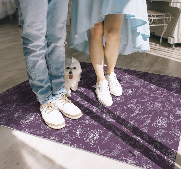 Bloemensymmetrie vinyl tapijt bloemen en planten - TenStickers