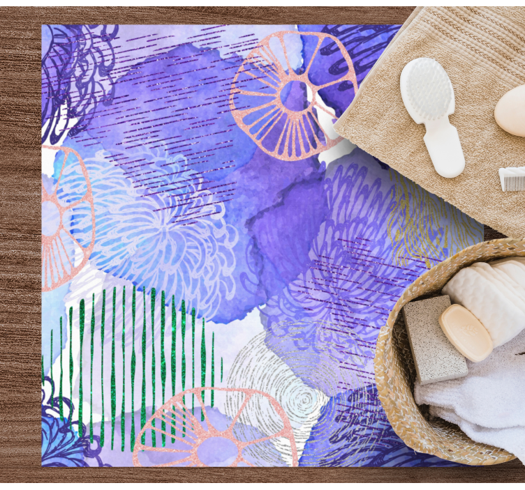 Bloemenwervelingspatronen vinyl tapijt badkamer - TenStickers