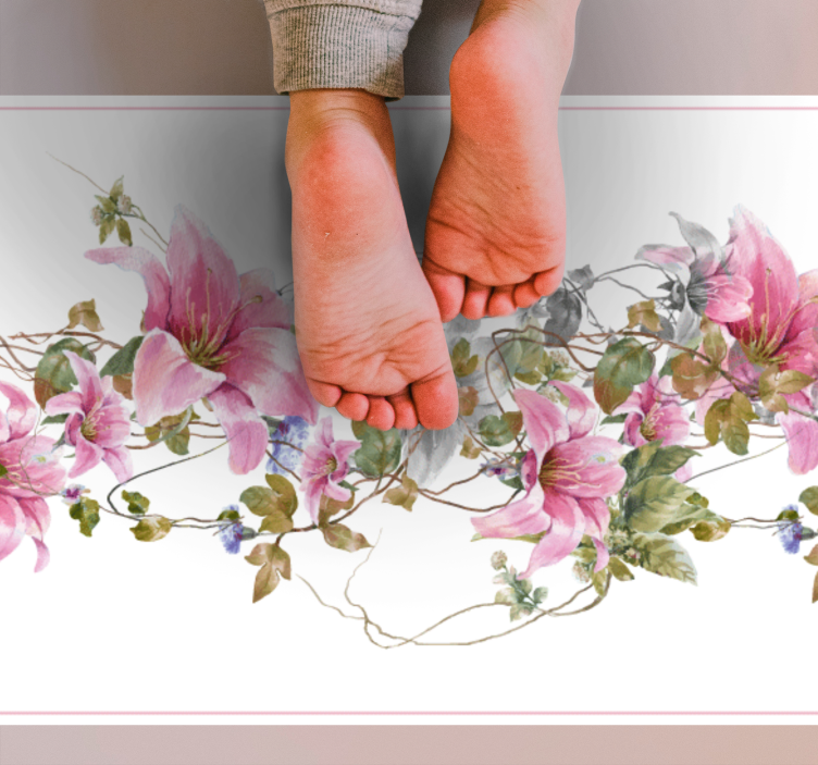 Bloemenwijnstokpatroon vinyl tapijt natuur - TenStickers