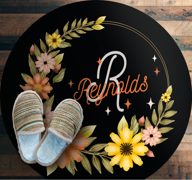 Kroon bloemennaam vinyl tapijt slaapkamer - TenStickers