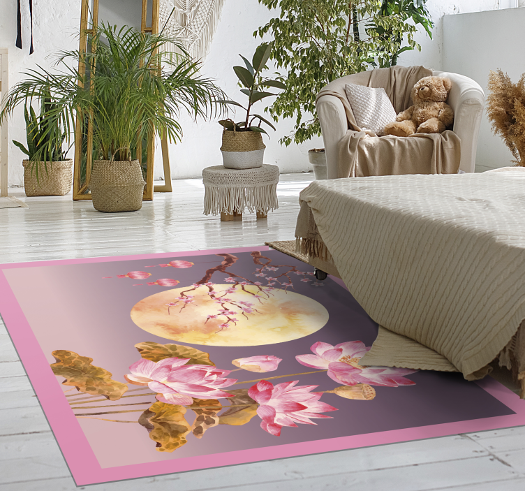 Bloemig maanlicht vinyl tapijt bloemen en planten - TenStickers