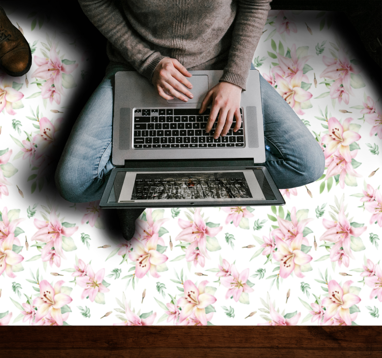 Bloemige bloesem elegantie vinyl tapijt bloemen en planten - TenStickers