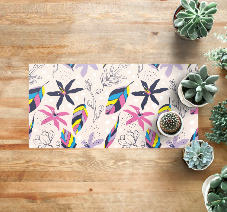 Bloemige fantasie vinyl tapijt bloemen en planten - TenStickers