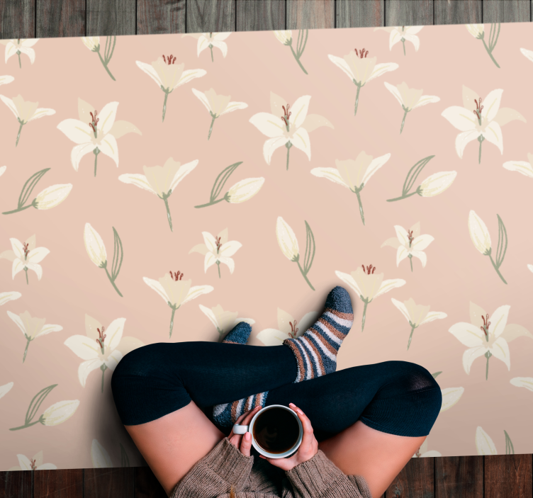 Bloemige pastel elegantie vinyl tapijt bloemen en planten - TenStickers