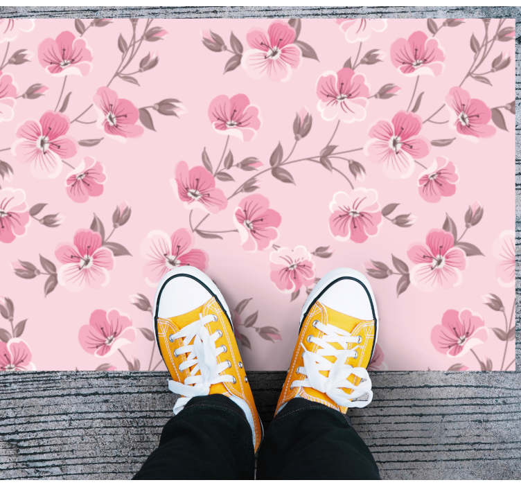 Bloemige roze harmonie vinyl tapijt bloemen en planten - TenStickers