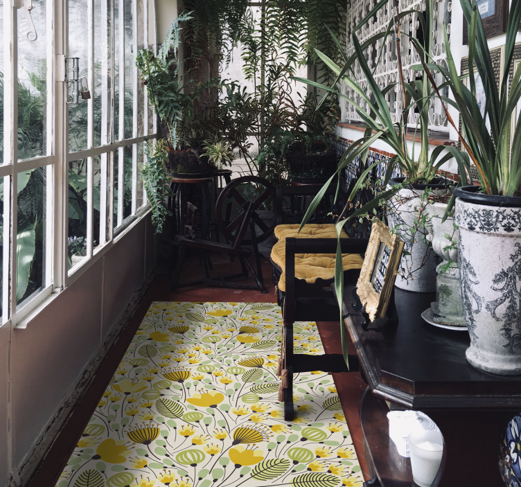 Botanisch bloemmotief vinyl tapijt bloemen en planten - TenStickers