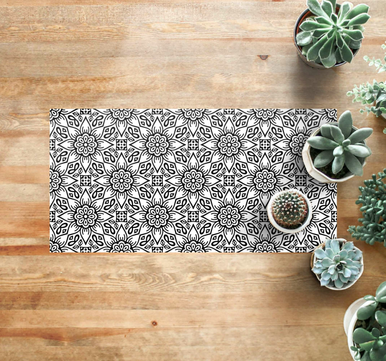 Botanisch motief vinyl tapijt mandala - TenStickers