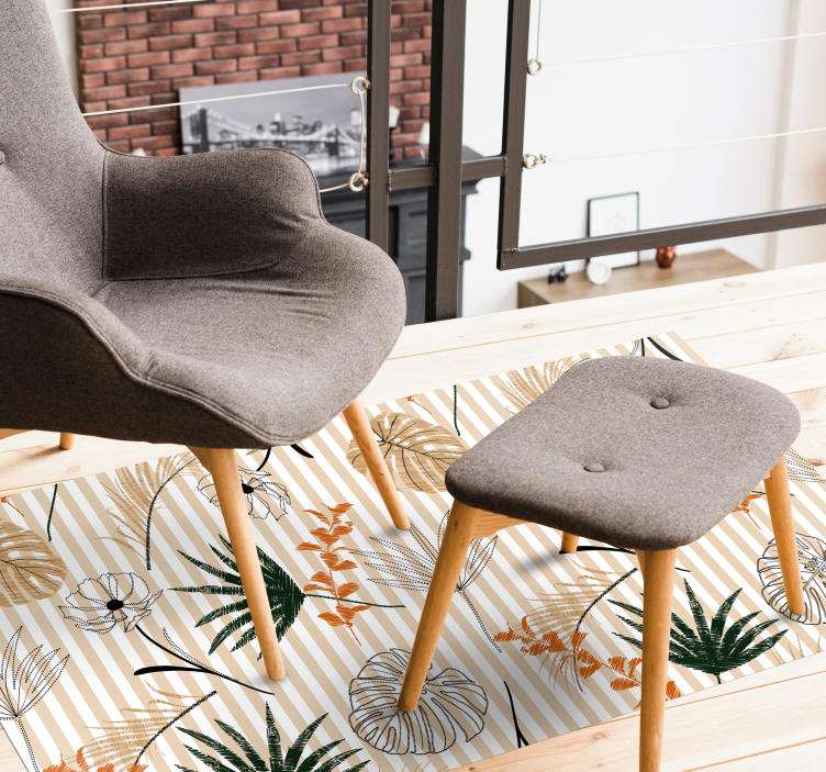 Botanisch thema vinyl tapijt bloemen en planten - TenStickers