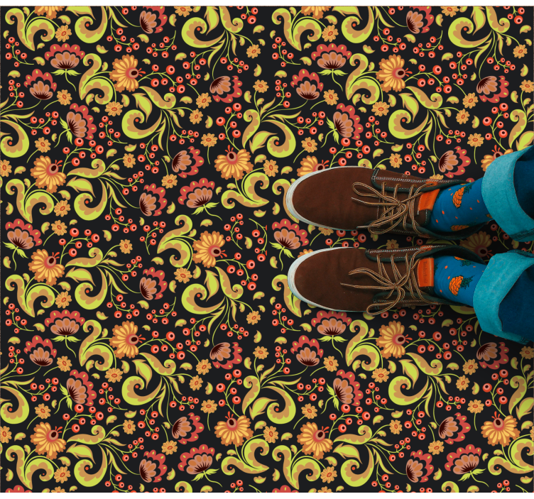 Botanisch twirlmotief vinyl tapijt bloemen en planten - TenStickers