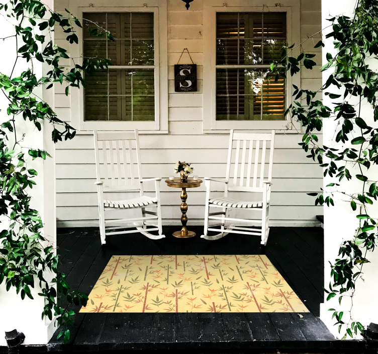 Botanische bamboe vinyl tapijt bloemen en planten - TenStickers