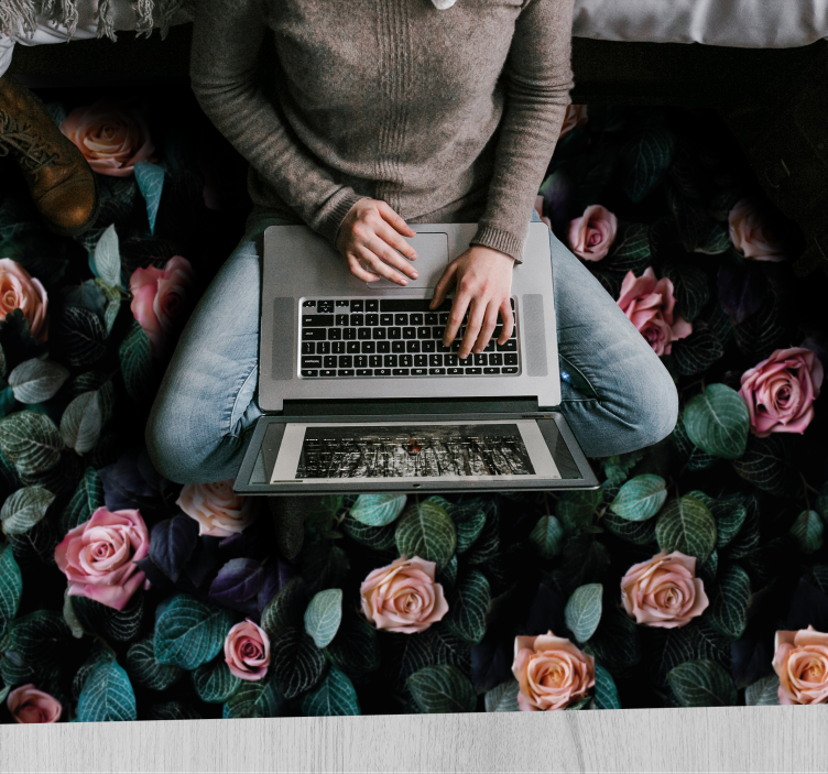 Botanische bloemen vinyl tapijt - TenStickers