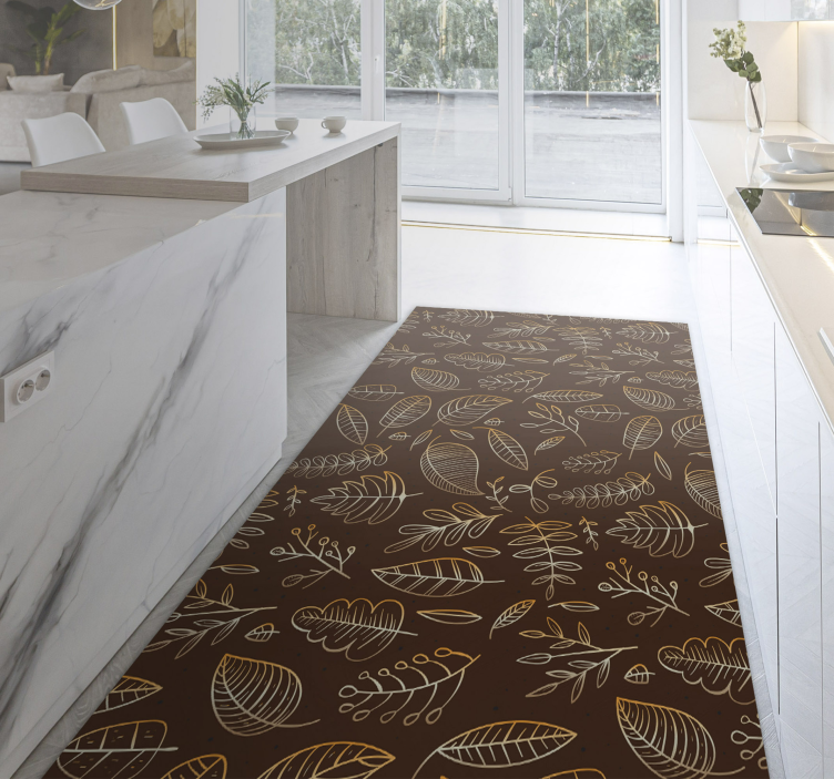 Botanische herfst vinyl tapijt bloemen en planten - TenStickers