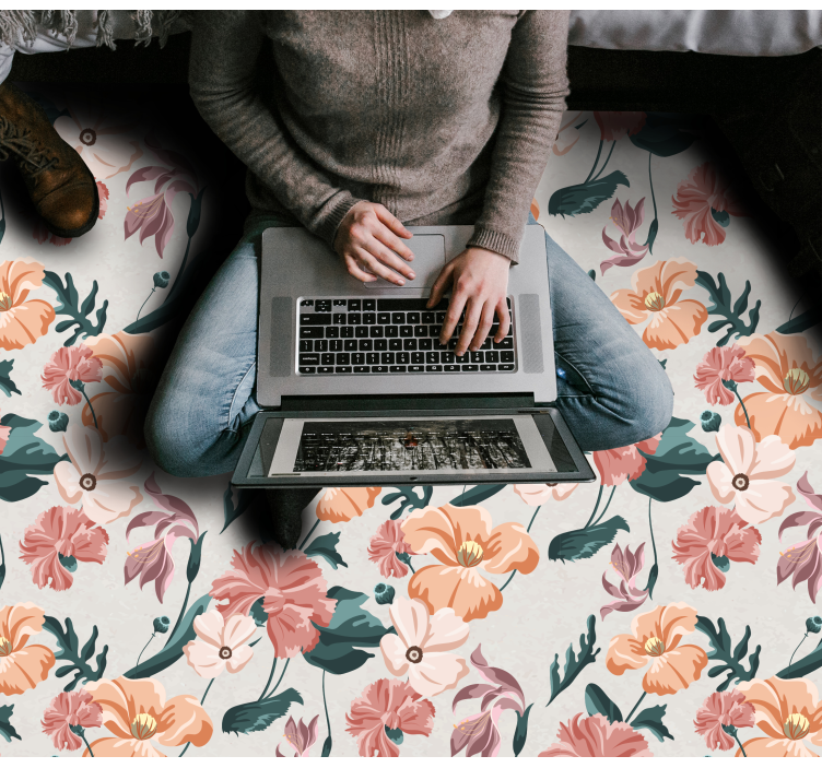 Botanische vreugde vinyl tapijt bloemen en planten - TenStickers