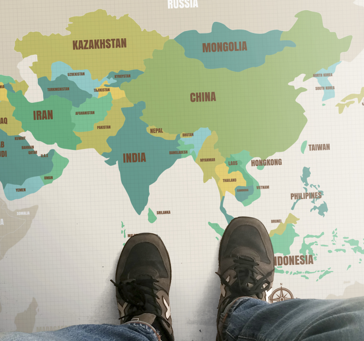 Cartografisch decor vinyl tapijt wereldkaart - TenStickers