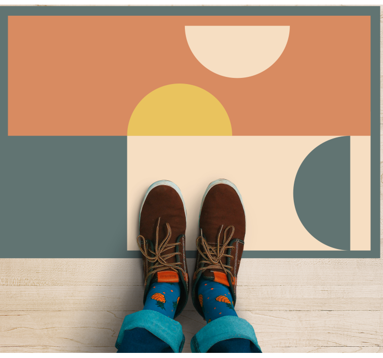 Cirkels en rechthoeken vinyl tapijt modern - TenStickers