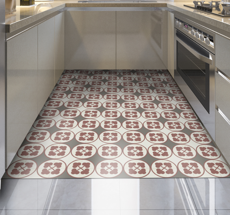 Cirkelvormige patroontegels marmeren vinyl tapijt - TenStickers