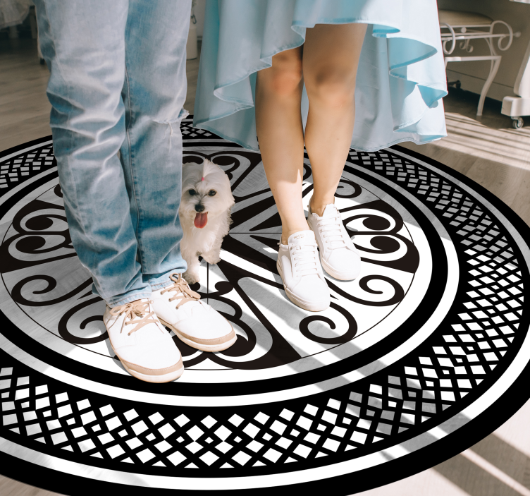 Cirkelvormige wervelinleg vinyl tapijt geometrisch - TenStickers