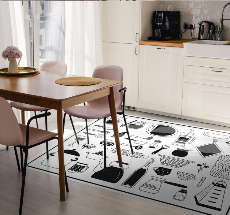 Culinaire iconencollectie vinyl tapijt keuken - TenStickers