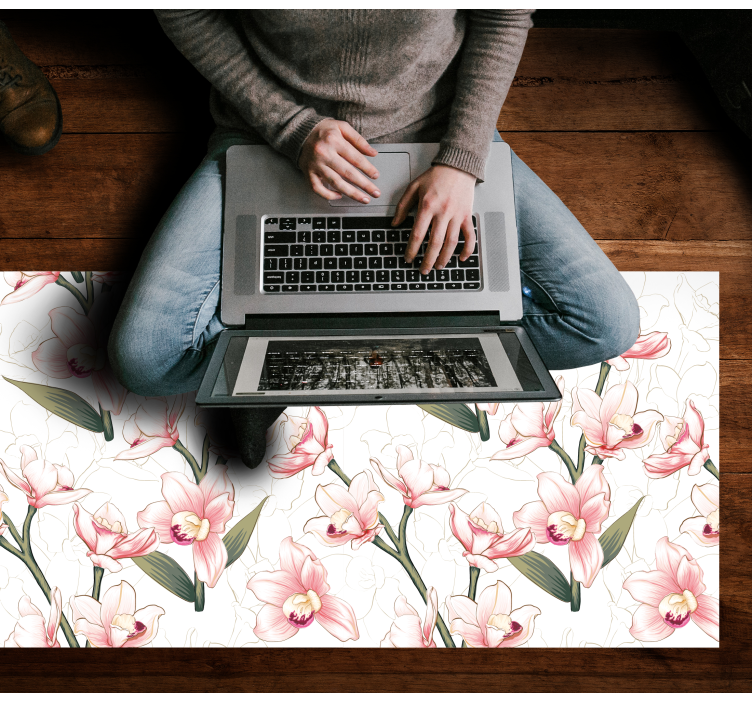 Delicaat bloemenpatroon vinyl tapijt bloemen en planten - TenStickers