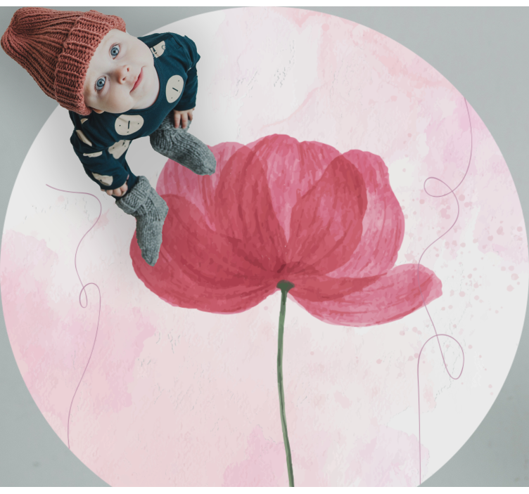 Aquarel klaproos ontwerp vinyl tapijt bloemen en planten - TenStickers