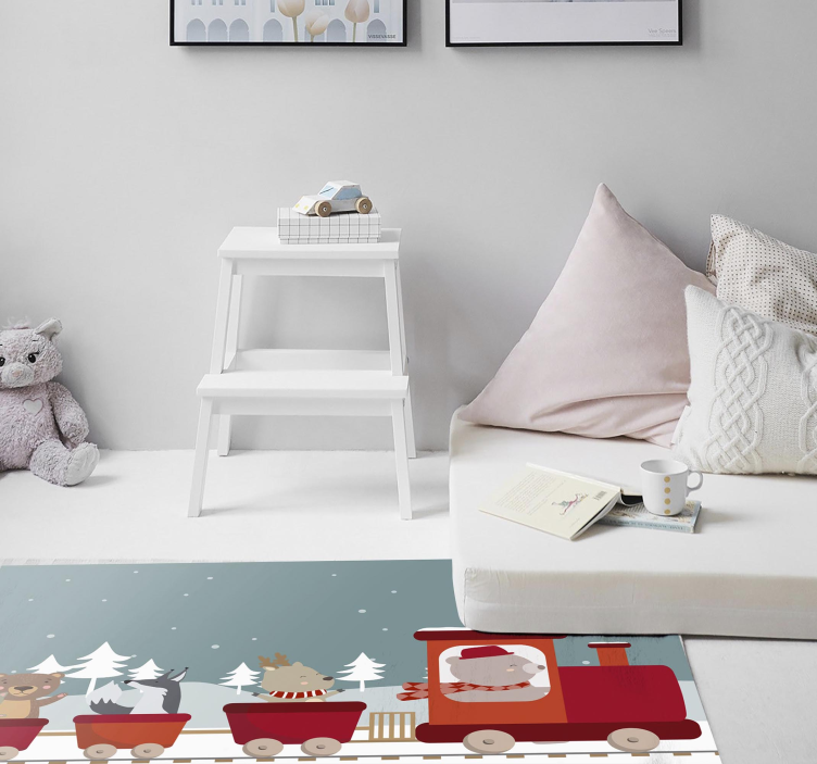 Dierentreinavontuur vinyl tapijt meer kinderen - TenStickers