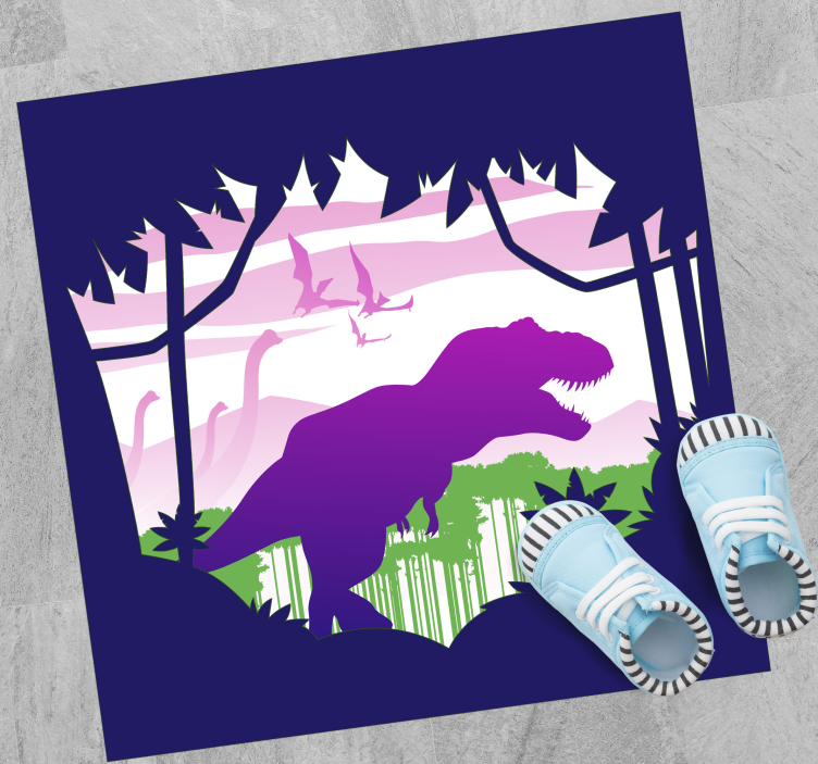 Dinosaurus silhouet vinyl tapijt meer kinderen - TenStickers