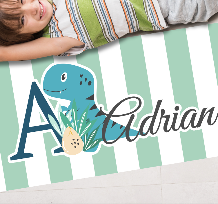 Vinyl tapijt baby baby rex met initiaal en naam - TenStickers
