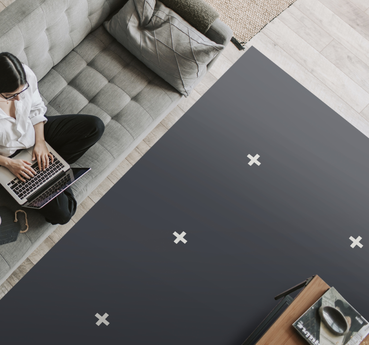 Donker geometrisch patroon vinyl tapijt minimalistisch - TenStickers