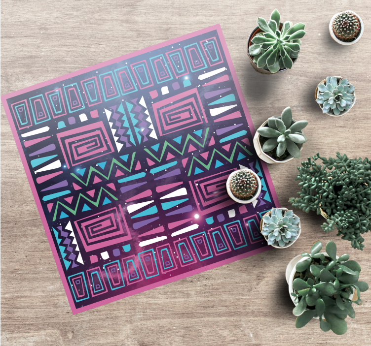 Dynamische geometrische patronen vinyl tapijt etnisch - TenStickers