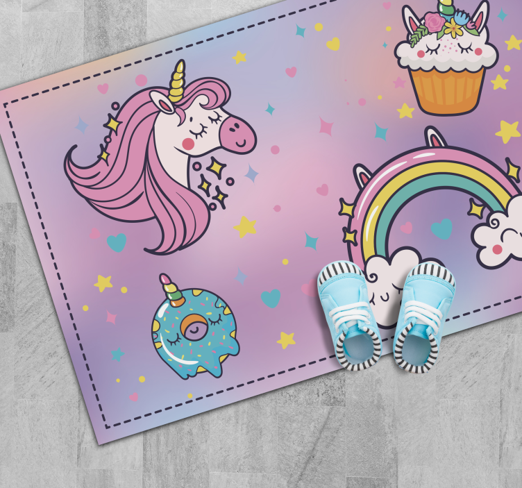 Eenhoorn fantasie thema vinyl tapijt meer kinderen - TenStickers