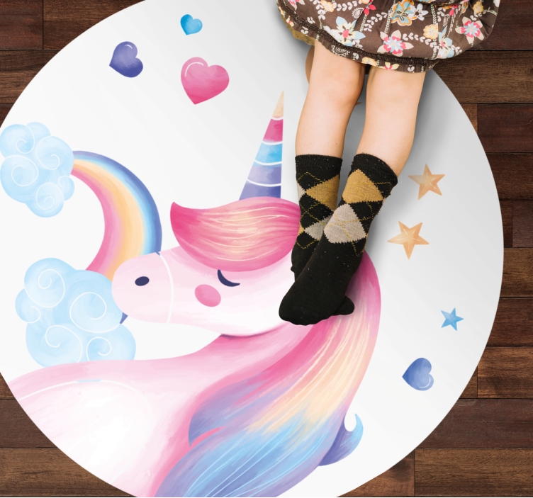 Eenhoorn fantasie vinyl tapijt meer kinderen - TenStickers