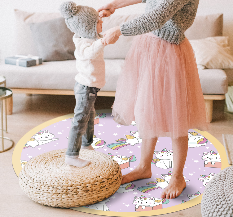 Eenhoorn kattenavontuur vinyl tapijt meer kinderen - TenStickers