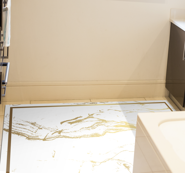 Elegante grijze en gouden patronen marmeren vinyl tapijt - TenStickers