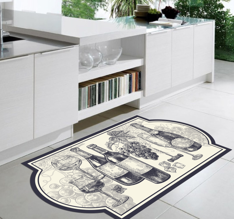 Elegantie met een wijnthema vinyl tapijt keuken - TenStickers