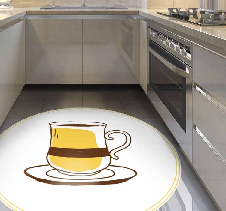 Espressoglas illustratie vinyl tapijt keuken - TenStickers