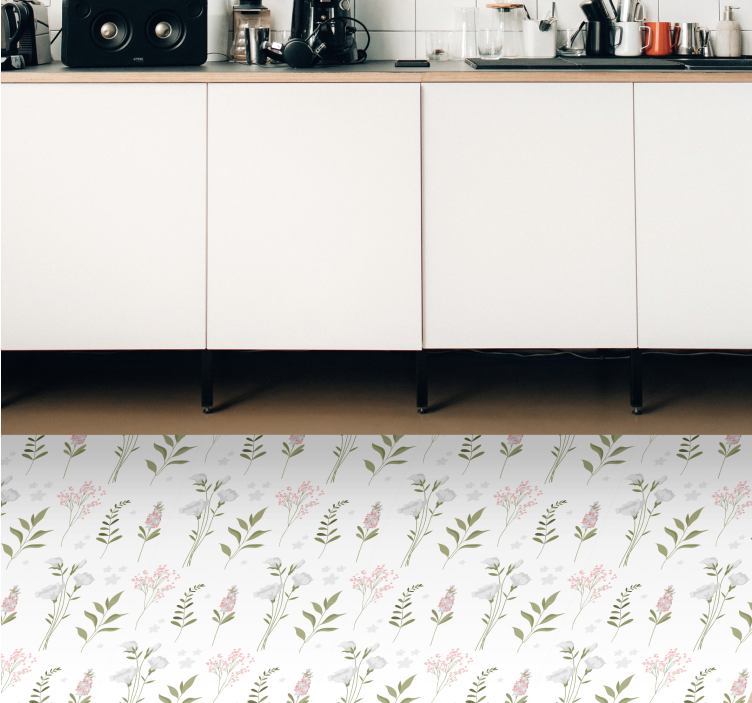 Patroonesthetiek vinyl tapijt bloemen en planten - TenStickers